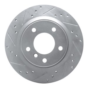 BMW 128I Brake Rotor (1) - Rear Left - R1 Concepts - Drilled & Slotted - Silver - `08-`13